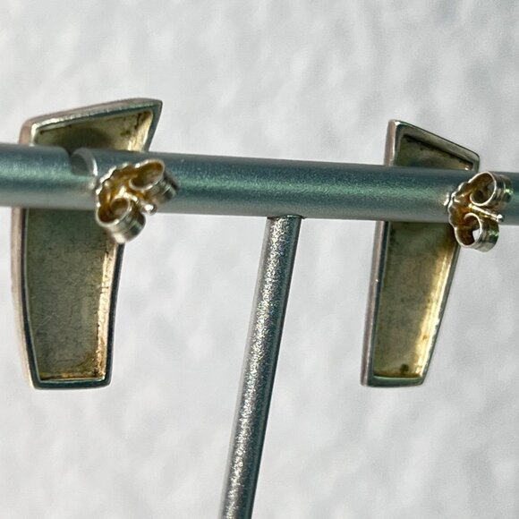 Vtg '90s Modernist Sterling Silver Swirl Earrings 6.62g Unmarked Artisan Design - Picture 2 of 4